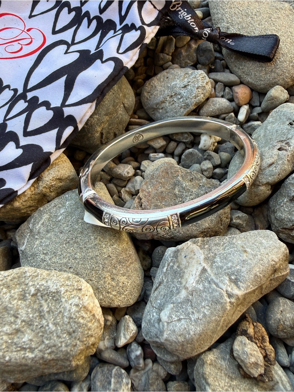 Brighton Wilten, Black and Silver Hinged Bangle Bracelet, New with tags - Picture 3 of 6